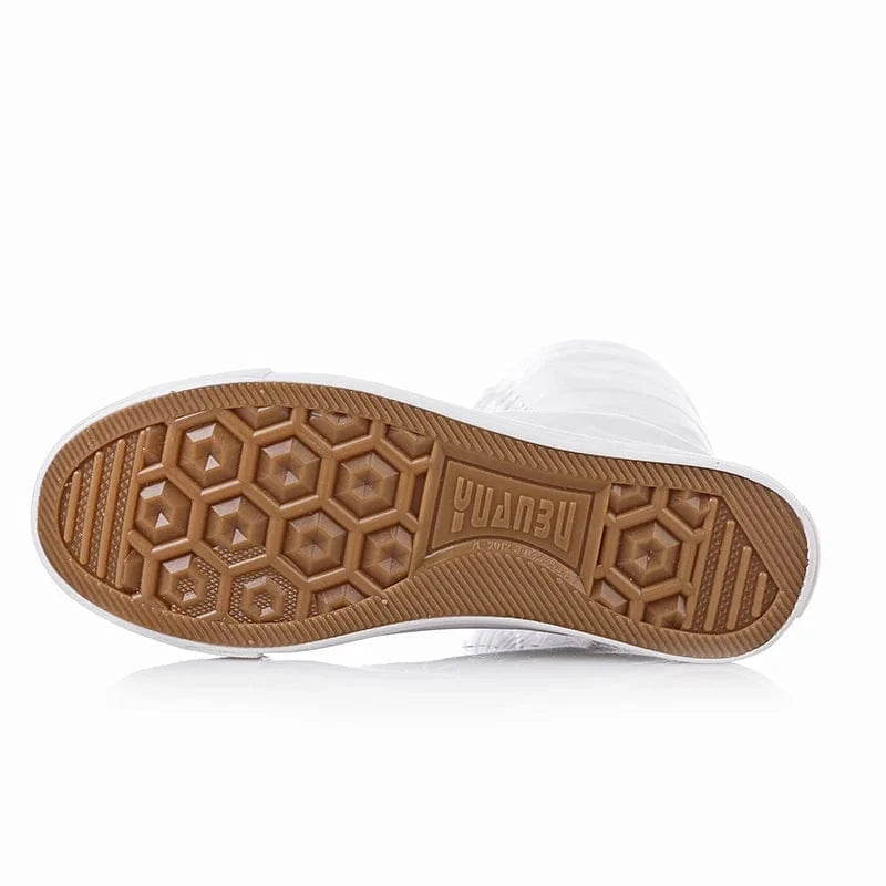 Wholesale New Arrivals High Top Casual Soft Bottom Boots White Canvas Shoes For Women Knee High Flat Boots