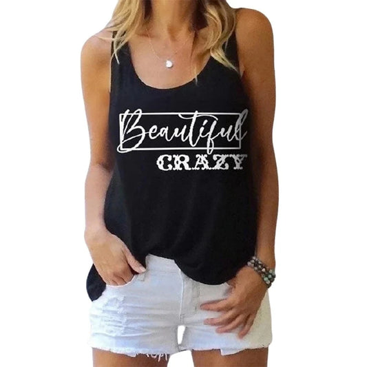 Wholesale New Hot Sale Vest Black Letter Printing Casual Loose for Women Clothing Tank Tops 2023