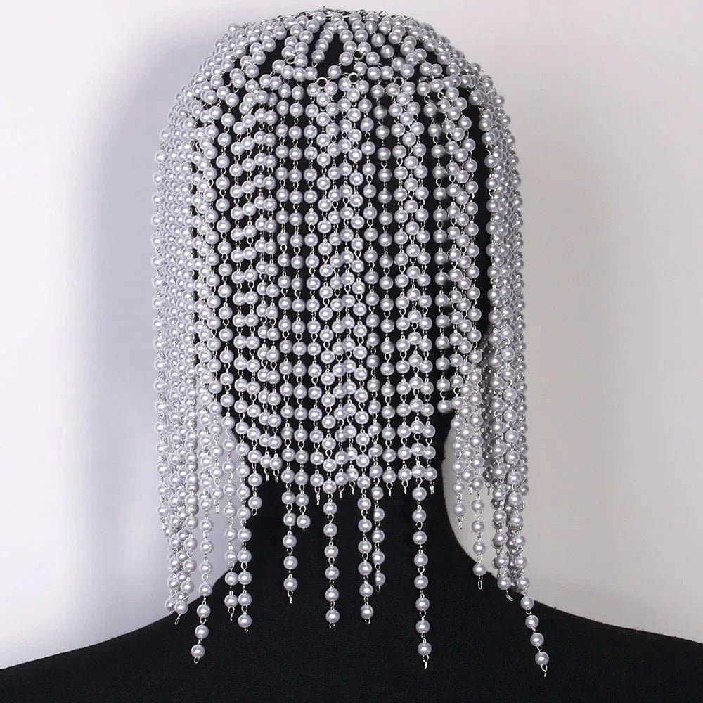 Wholesale Pearl Tassel Hair Accessories For Women Wedding Bride Jewelry Fashion Tassel Hair Chain Jewelry Gift