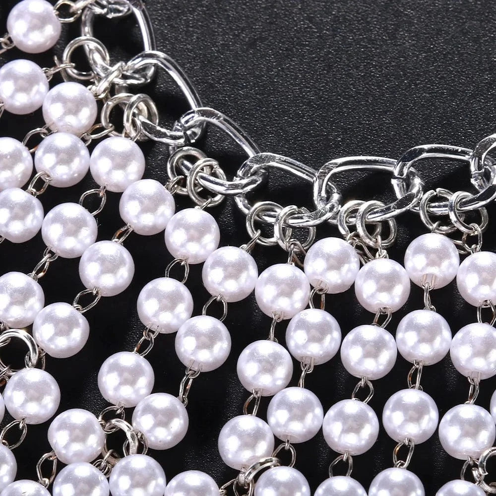 Wholesale Pearl Tassel Hair Accessories For Women Wedding Bride Jewelry Fashion Tassel Hair Chain Jewelry Gift