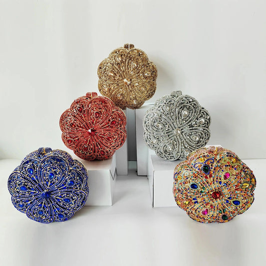 Wholesale Price 2024 Flower Clutch Bag Wedding Purse Luxury Evening Crystal Party Stone Ladies Clutches Bag for Women