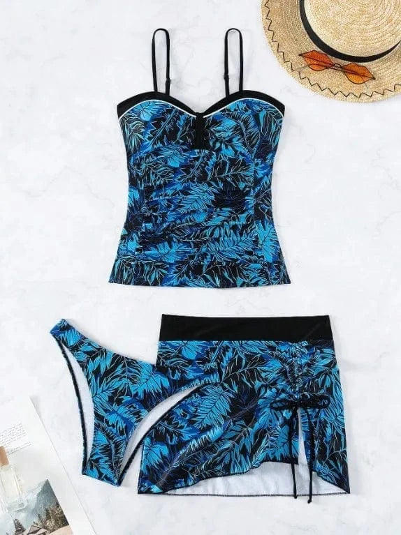 Wholesale printing three-piece swimsuits high quality bodysuit sling swimwear beach dress custom LOGO and styles