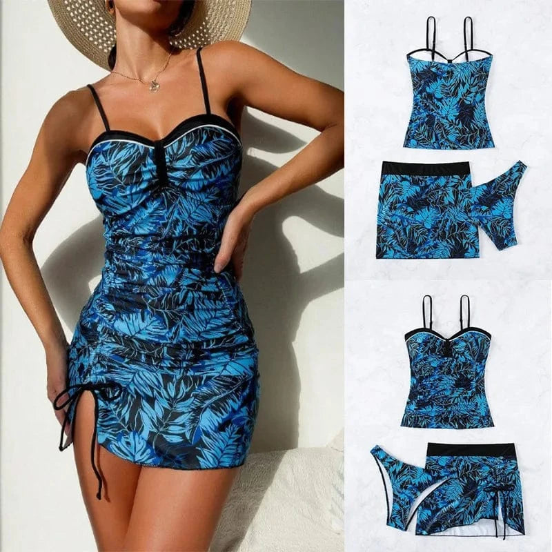 Wholesale printing three-piece swimsuits high quality bodysuit sling swimwear beach dress custom LOGO and styles