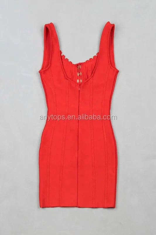 Wholesale Red Sleeveless Bodycon Sexy Cutout Backless backless red adult bandage dress