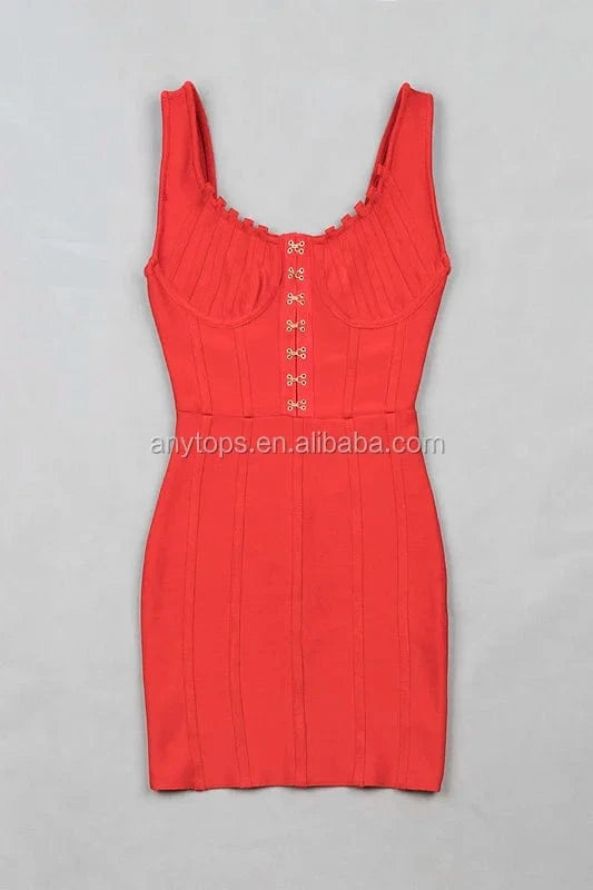 Wholesale Red Sleeveless Bodycon Sexy Cutout Backless backless red adult bandage dress