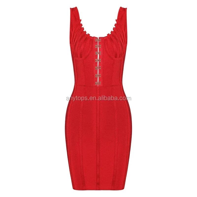 Wholesale Red Sleeveless Bodycon Sexy Cutout Backless backless red adult bandage dress