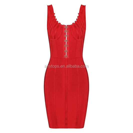 Wholesale Red Sleeveless Bodycon Sexy Cutout Backless backless red adult bandage dress