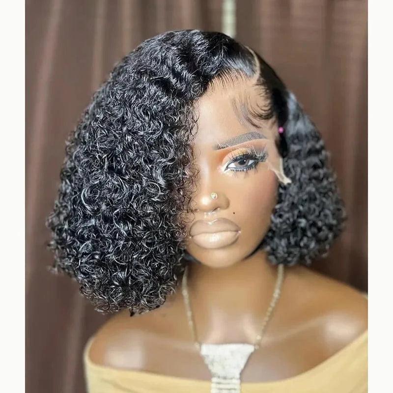 Wholesale Short Water Wave Bob HD Swiss Transparent Lace Front Wig For Black Women Natural Virgin Brazilian Human Remy Hair Wigs