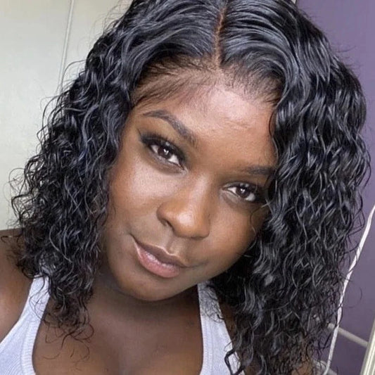 Wholesale Short Water Wave Bob HD Swiss Transparent Lace Front Wig For Black Women Natural Virgin Brazilian Human Remy Hair Wigs