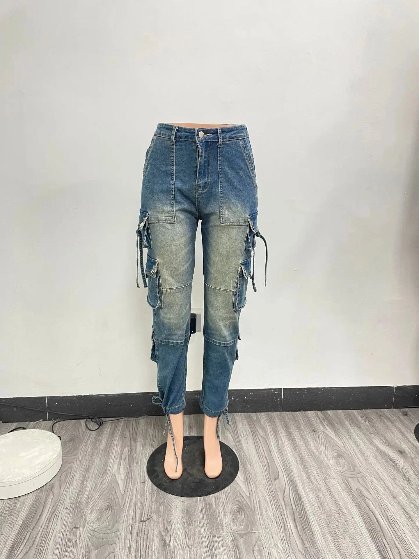 Wholesale stylish 2024 boutique S-2XL women ladies cargo trousers denim jeans pants