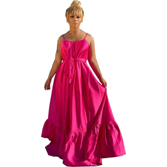 Wholesale summer sexy spaghetti strap maxi dress spring a-line casual sun dresses women clothing