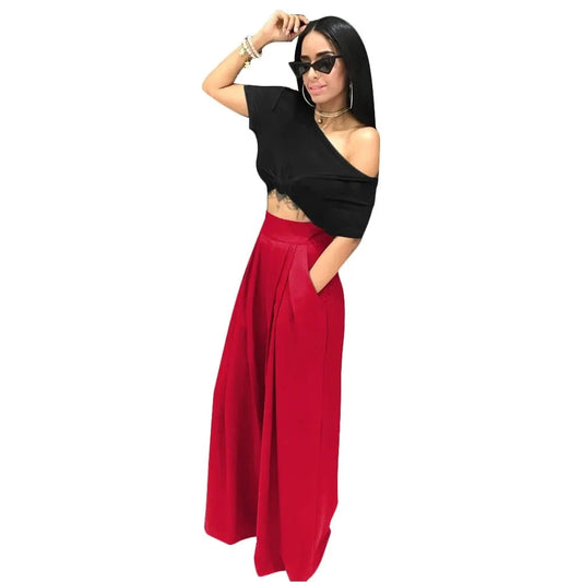 Wholesale Summer Spring Ladies Pants Custom Linen Palazzo paddy High Waisted Flare Wide Leg Women's Trousers Pants