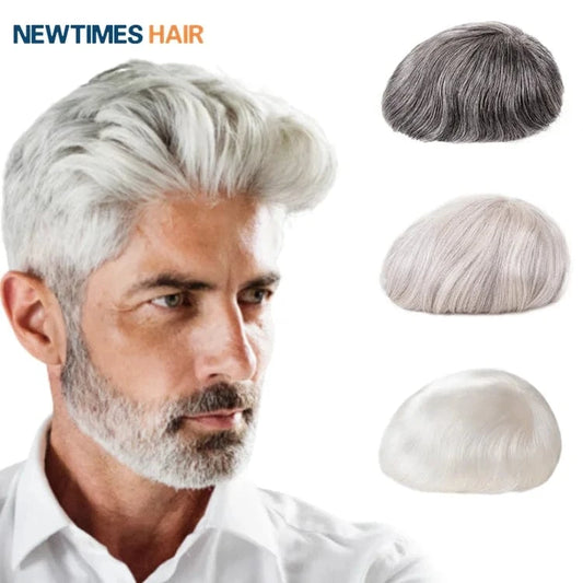 wholesale super thin skin grey hair men hair wigs men toupee human hair toupee for men