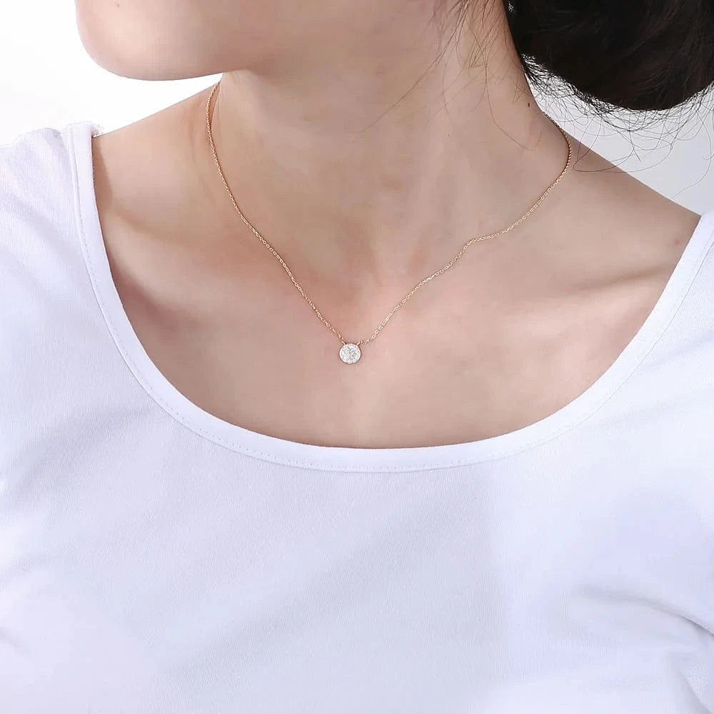 Wholesale Trendy fine jewelry 14k gold plated chain necklace round charm ypoallergenic zircon S925 silver pendant necklace