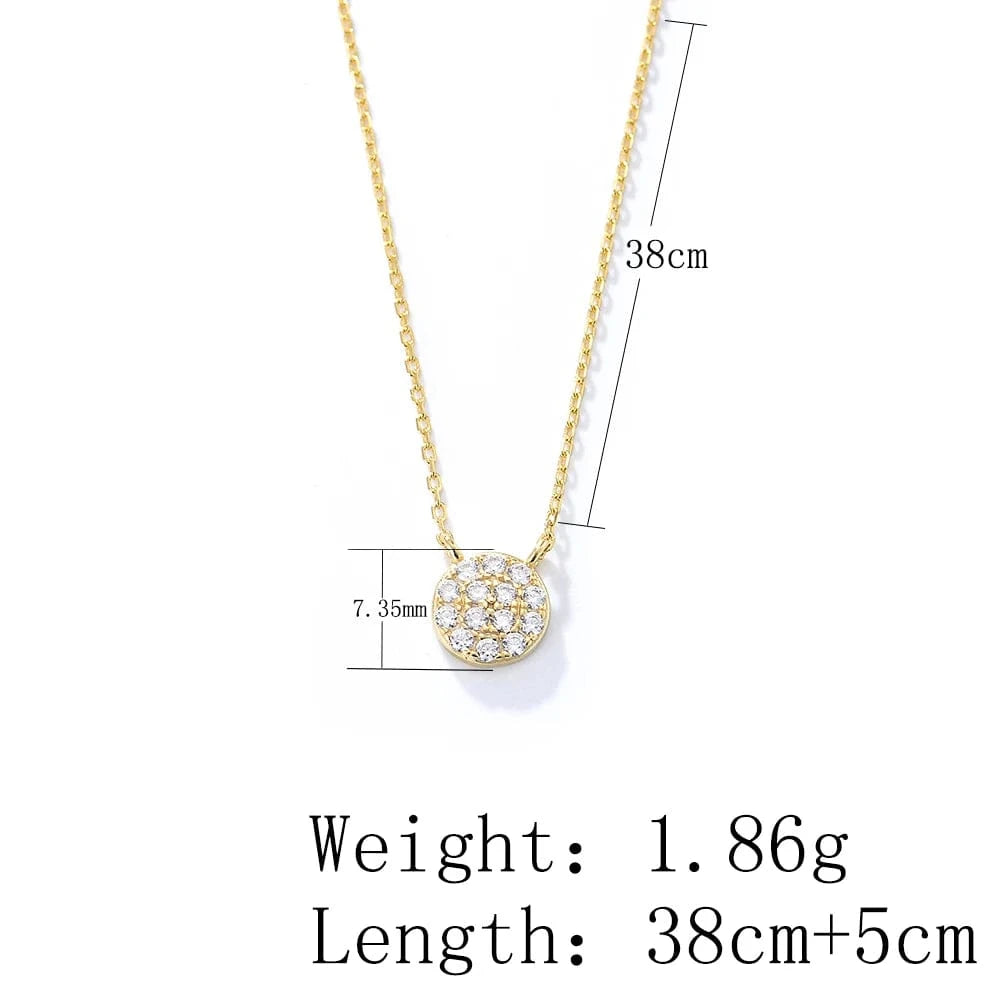 Wholesale Trendy fine jewelry 14k gold plated chain necklace round charm ypoallergenic zircon S925 silver pendant necklace