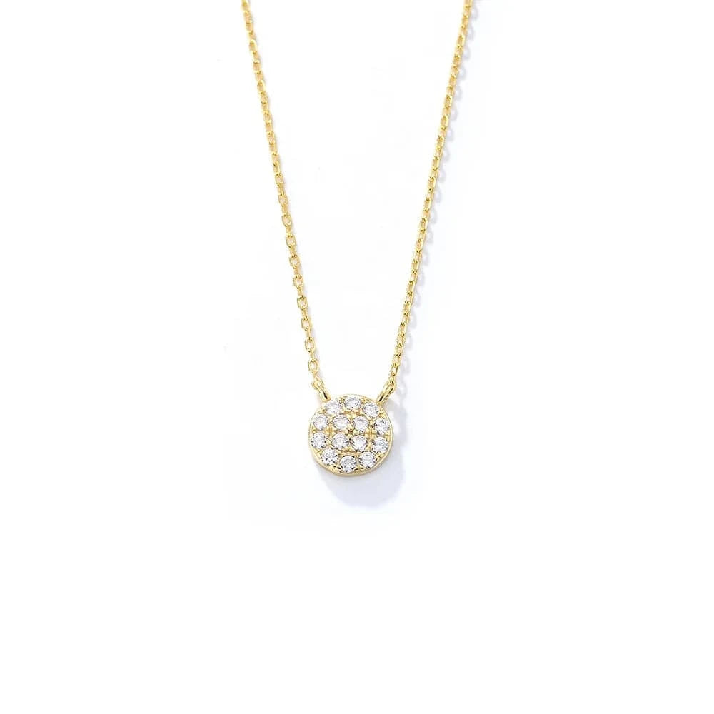 Wholesale Trendy fine jewelry 14k gold plated chain necklace round charm ypoallergenic zircon S925 silver pendant necklace