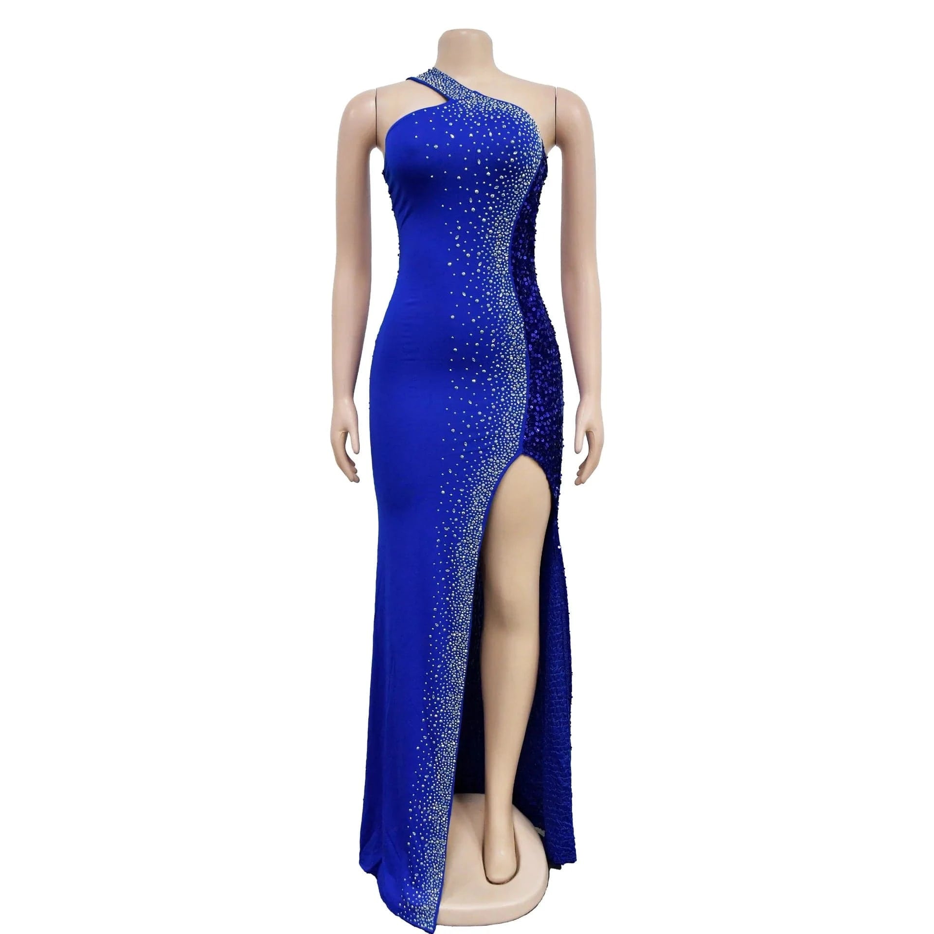 Wholesale wedding summer High Quality Party Sexy One side Shoulder prom cut out Sequin Slit Evening maxi Dresses For Women