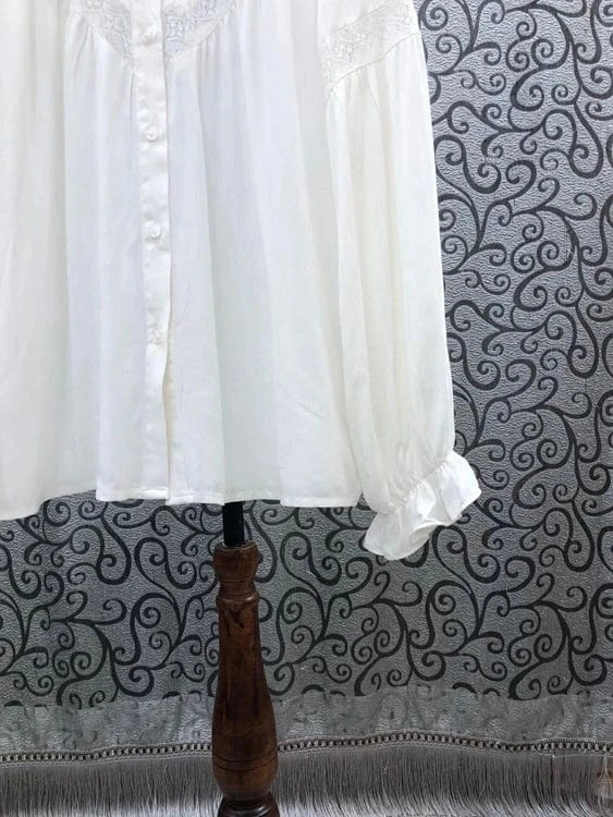 Wholesale White Shirts 2024 Spring Summer  High Quality Shirt Women  Hollow Out Lace Patchwork Long Sleeve Casual Shirt Blusas