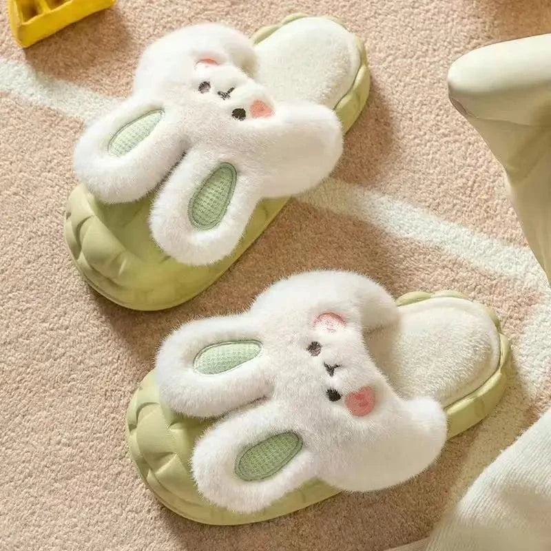 Wholesale Women Anti Slippery Slippers for Winter Cotton Kawaii Rabbit Slippers New Thick Bottom Detachable Slippers