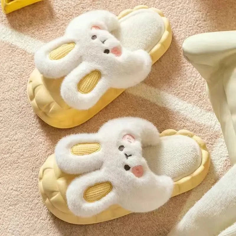 Wholesale Women Anti Slippery Slippers for Winter Cotton Kawaii Rabbit Slippers New Thick Bottom Detachable Slippers
