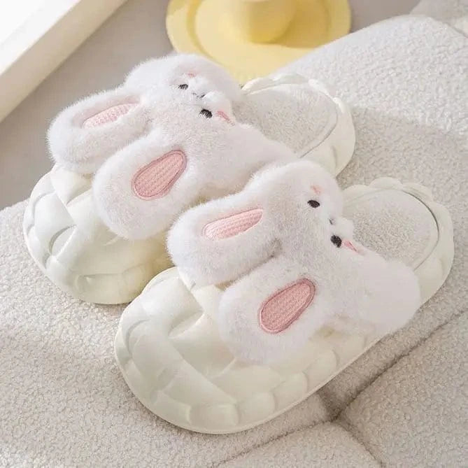 Wholesale Women Anti Slippery Slippers for Winter Cotton Kawaii Rabbit Slippers New Thick Bottom Detachable Slippers