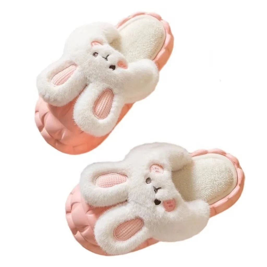 Wholesale Women Anti Slippery Slippers for Winter Cotton Kawaii Rabbit Slippers New Thick Bottom Detachable Slippers