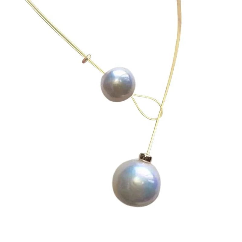Wholesale womens hand made 14K gold filled real freshwater pearl 10-11mm torque necklace jewelry