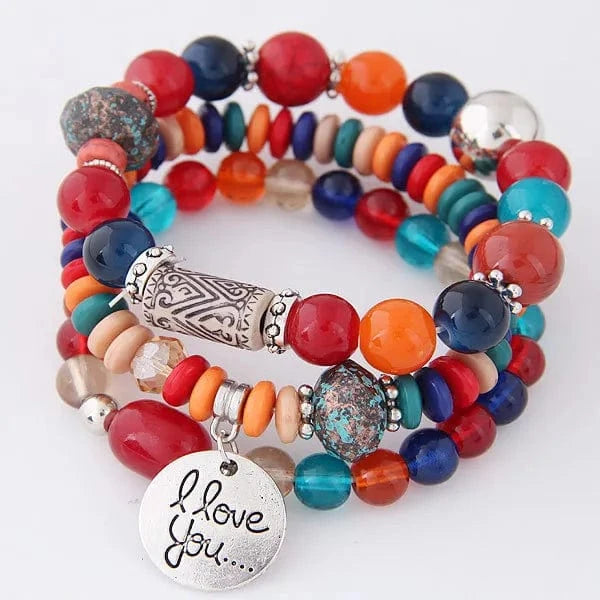 Wholesale Yoga Natural Stone Bead Wish  Bracelet  Folk-Custom Bohemia Multi-layer Charm Bracelets Set Jewelry For Women