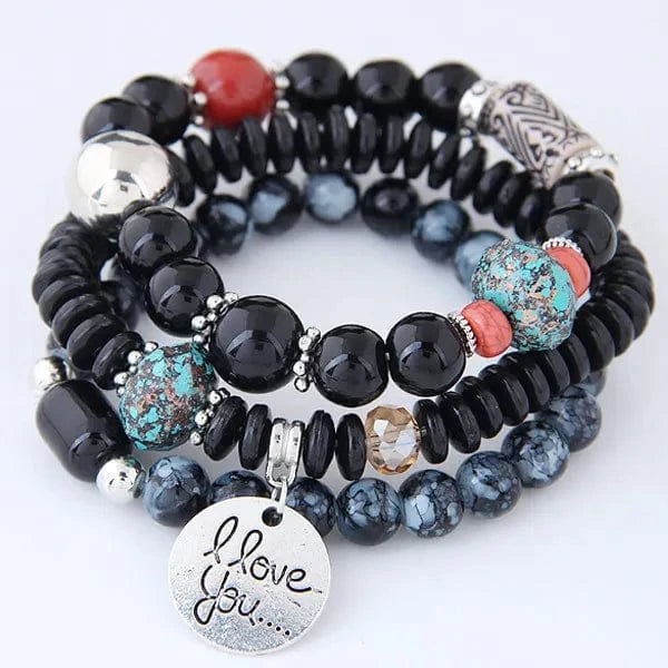 Wholesale Yoga Natural Stone Bead Wish  Bracelet  Folk-Custom Bohemia Multi-layer Charm Bracelets Set Jewelry For Women