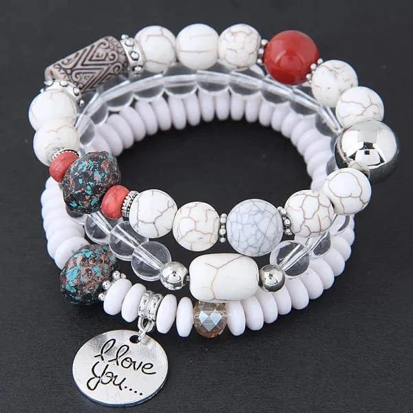 Wholesale Yoga Natural Stone Bead Wish  Bracelet  Folk-Custom Bohemia Multi-layer Charm Bracelets Set Jewelry For Women