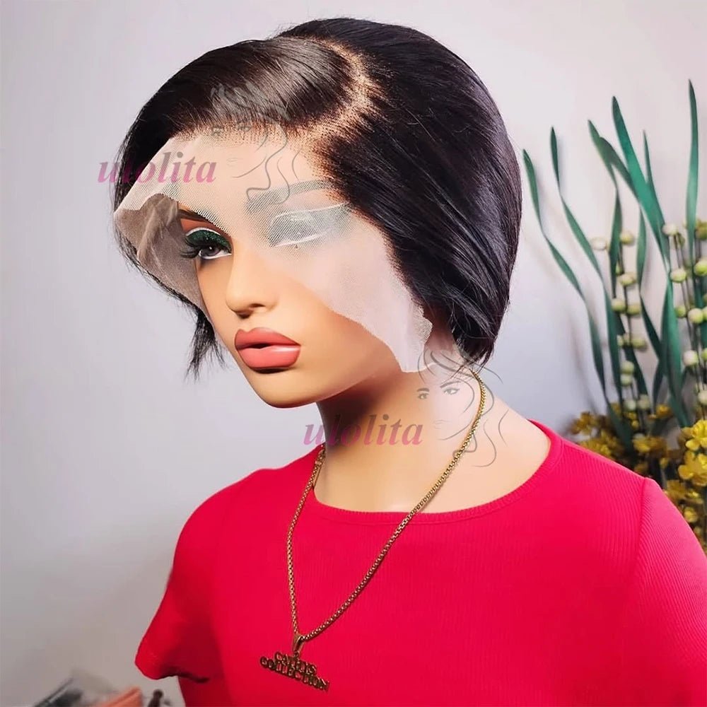 Wig + Full Lace + Short Pixie Cut With Bangs Shaved Sides - SN Wigs & More