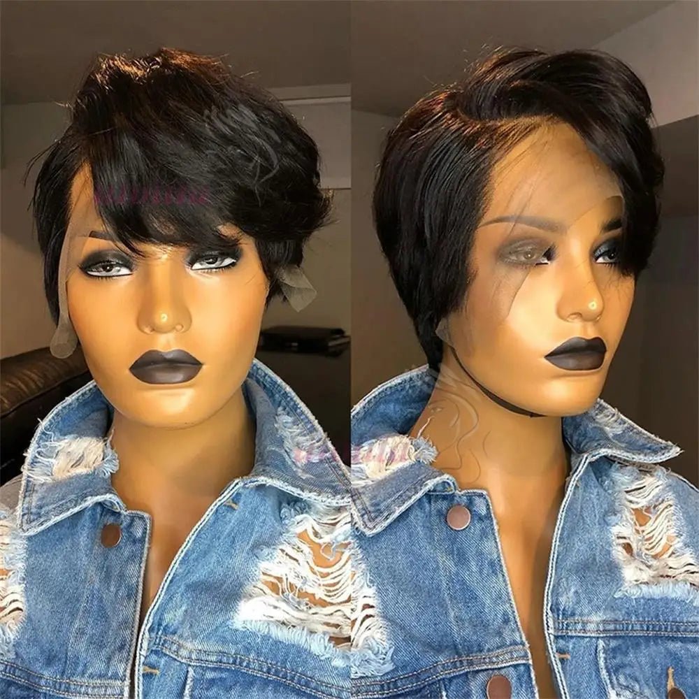 Wig + Full Lace + Short Pixie Cut With Bangs Shaved Sides - SN Wigs & More