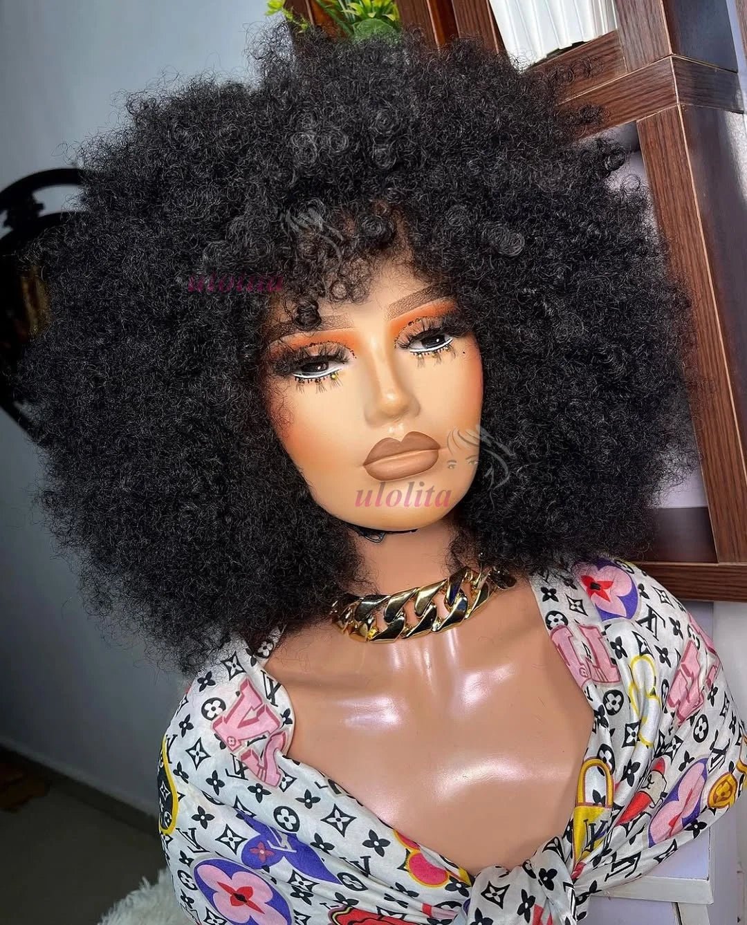 Wig Remy Human Hair Glueless With Bangs Short Pixie Afro Kinky Curly Bob Cut Style - SN Wigs & More