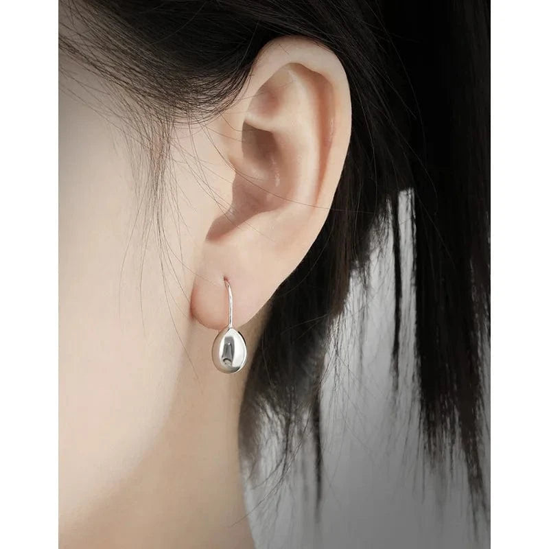 Wild Fashion 925 Sterling Silver Glossy Tear Drop Earrings For Girls Party Gifts Jewelry