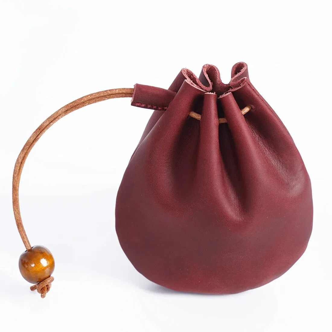 Wine red High Quality Factory Custom genuine leather jewelry packaging drawstring leather jewelry travel bag jewelry box