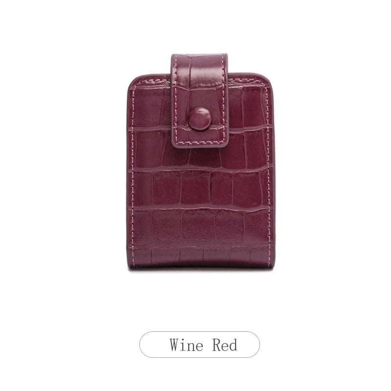 Wine Red MIYIN fashionable Lipstick pack for women PU leather Portable Cosmetic bag storage bag with mirror makeup bag for lady