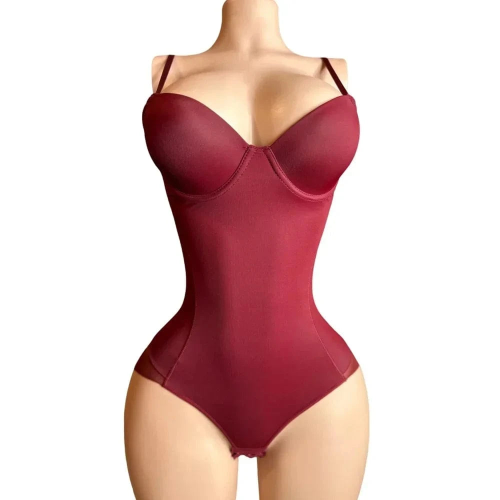 wine red / XXXL FAGADOER Sexy Solid V Neck Spaghetti Strap Bodysuits Women Sleeveless Backless High Stretchy Bodycon Rompers Female Clubwear new