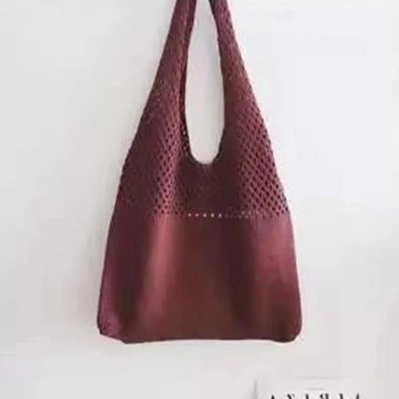 Winred Custom Personalized Knitting Crochet Tote Bags Shoulder Handbags for Women Summer Beach Fashion Weaving Hollow Handbag