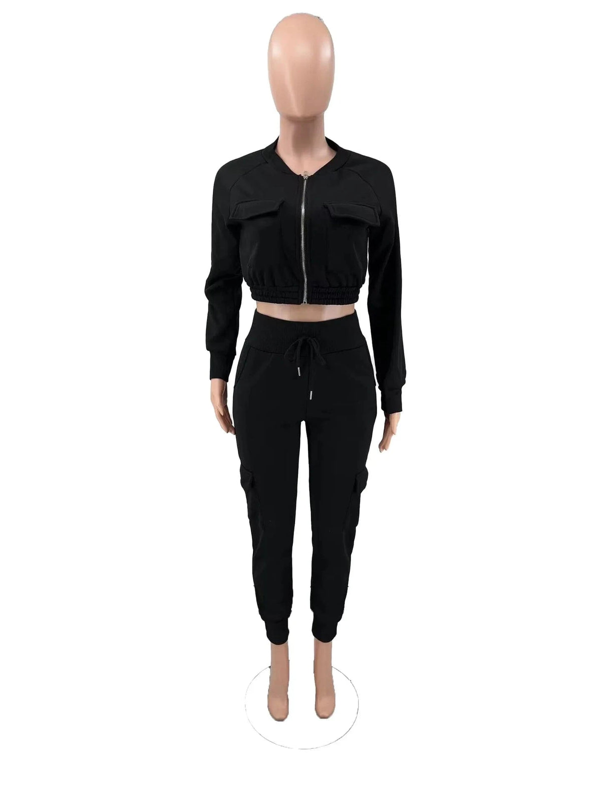 Winter Autumn Cargo Pants Outfit Set Sexy Women Two Pieces Elegant Club Matching Set Lady Casual Tracksuit