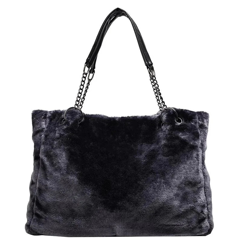 Winter Faux Fur Women Shoulder Bag Plush Fashion Chain Lady Purses Large Capacity Casual Tote Handbag