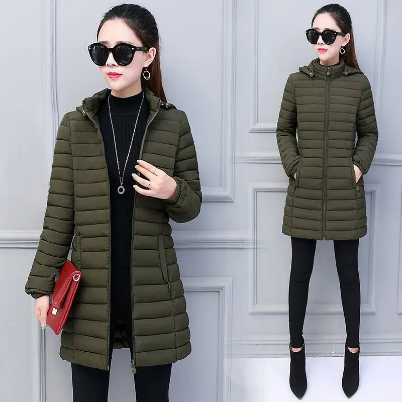 Winter Hooded Quilted Parka Coat Warm Insulated Fill Slim Fit Solid Color Everyday Outerwear - SN Wigs & More