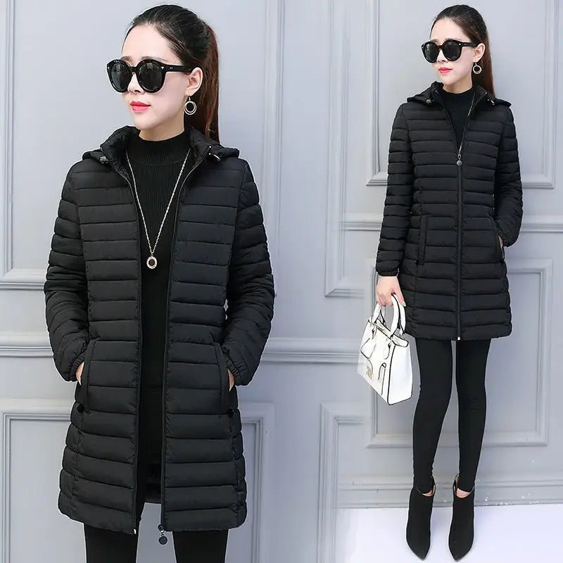 Winter Hooded Quilted Parka Coat Warm Insulated Fill Slim Fit Solid Color Everyday Outerwear - SN Wigs & More