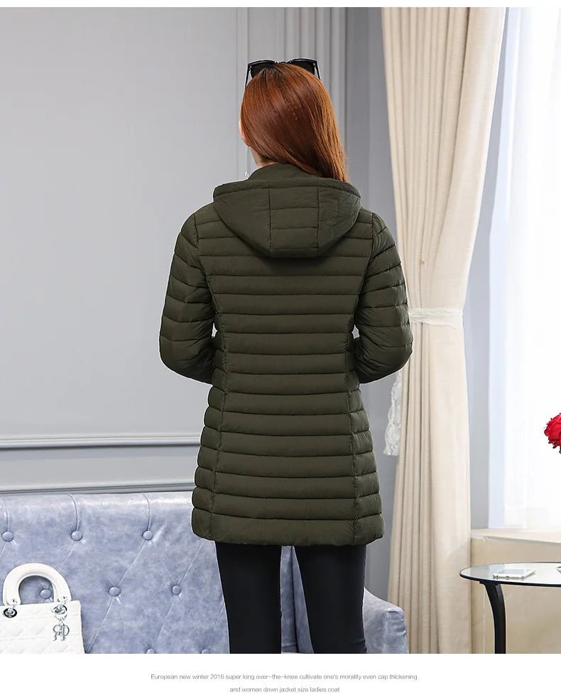 Winter Hooded Quilted Parka Coat Warm Insulated Fill Slim Fit Solid Color Everyday Outerwear - SN Wigs & More