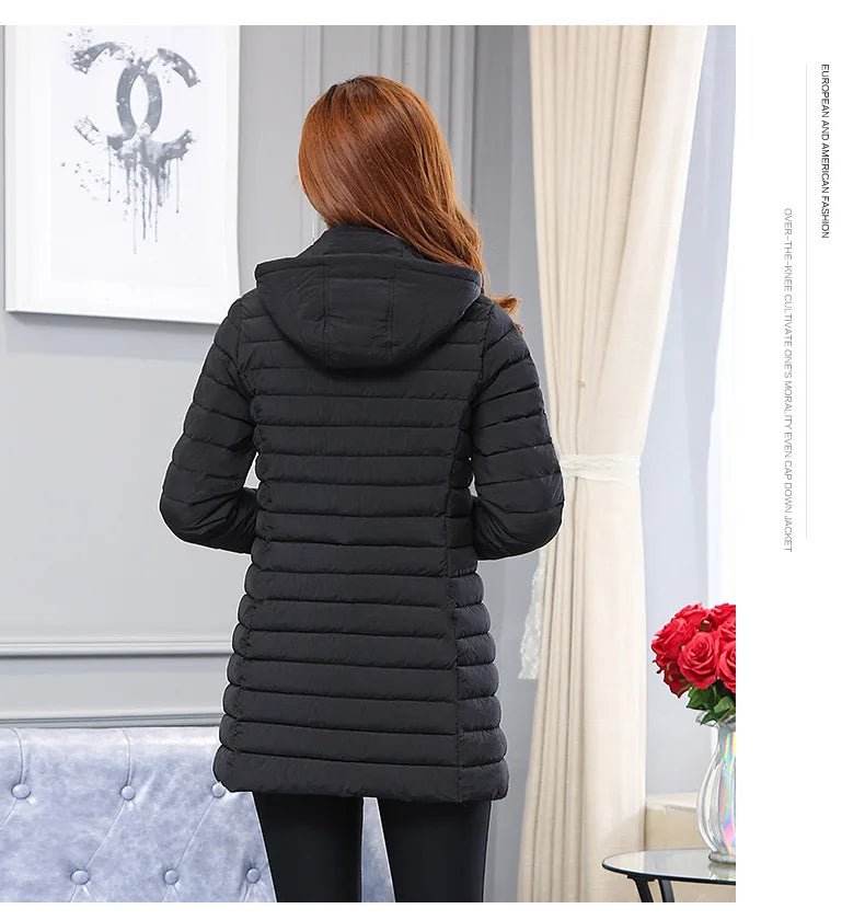 Winter Hooded Quilted Parka Coat Warm Insulated Fill Slim Fit Solid Color Everyday Outerwear - SN Wigs & More