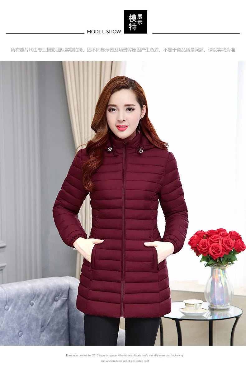 Winter Hooded Quilted Parka Coat Warm Insulated Fill Slim Fit Solid Color Everyday Outerwear - SN Wigs & More