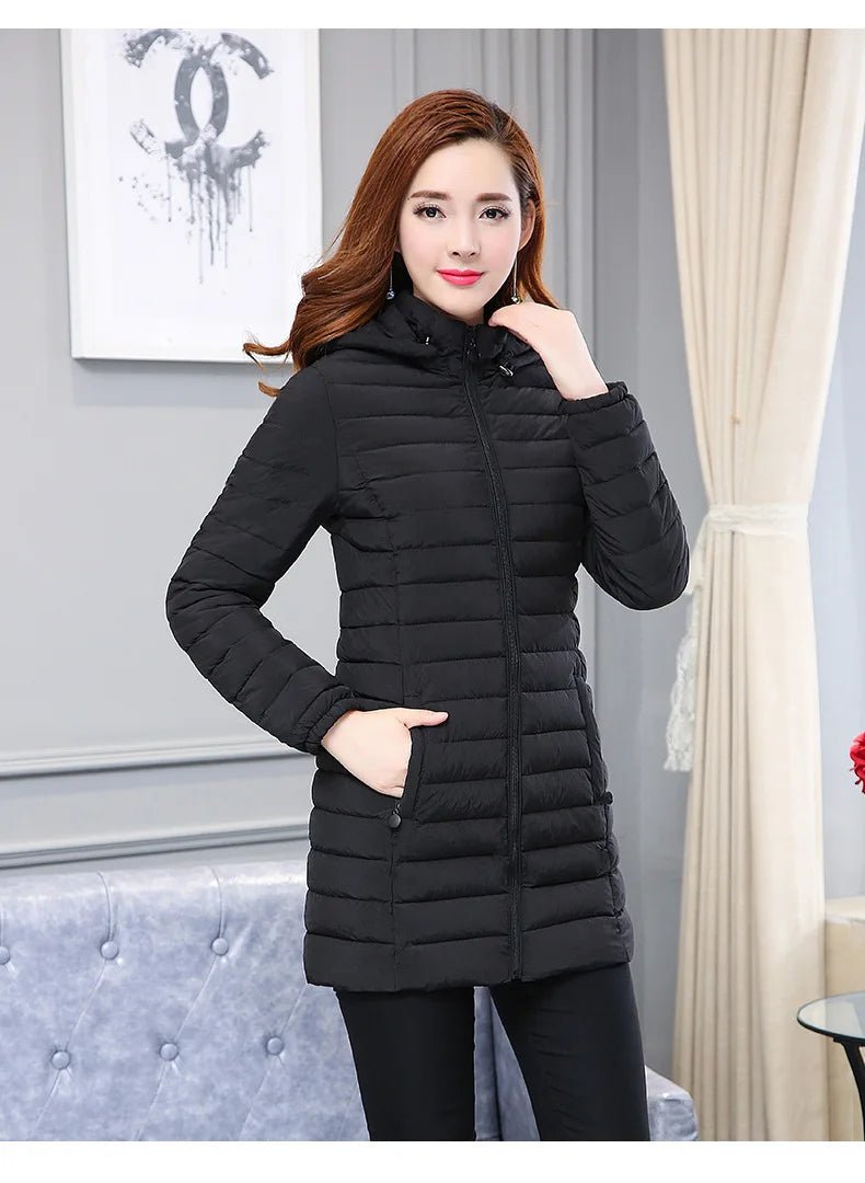 Winter Hooded Quilted Parka Coat Warm Insulated Fill Slim Fit Solid Color Everyday Outerwear - SN Wigs & More