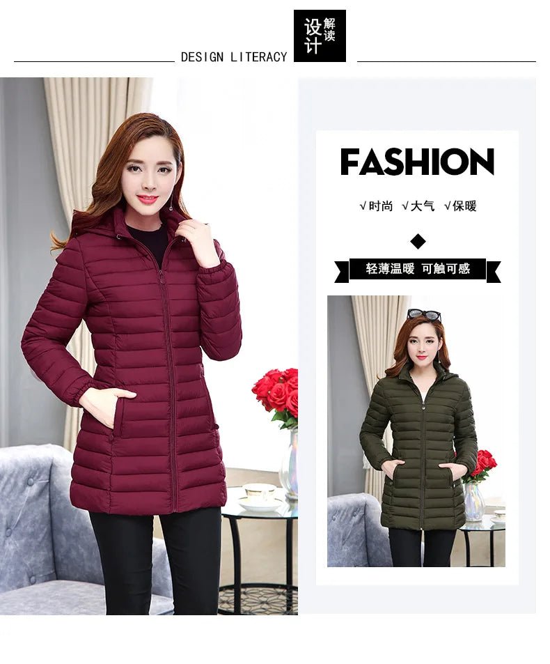 Winter Hooded Quilted Parka Coat Warm Insulated Fill Slim Fit Solid Color Everyday Outerwear - SN Wigs & More