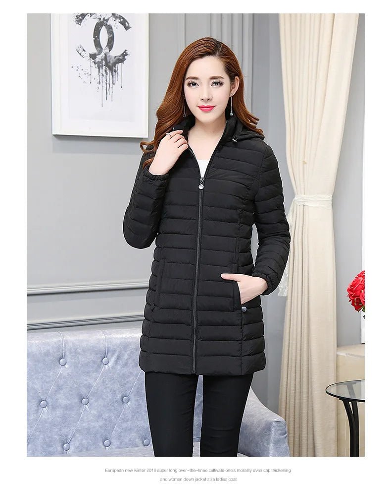 Winter Hooded Quilted Parka Coat Warm Insulated Fill Slim Fit Solid Color Everyday Outerwear - SN Wigs & More