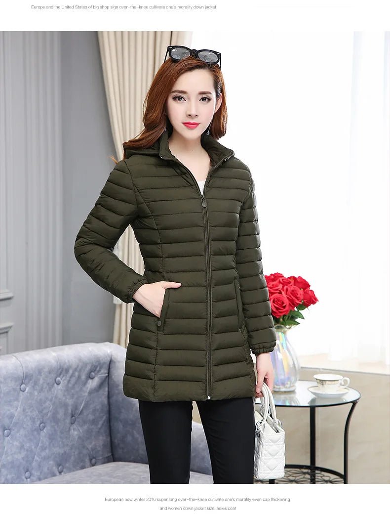 Winter Hooded Quilted Parka Coat Warm Insulated Fill Slim Fit Solid Color Everyday Outerwear - SN Wigs & More