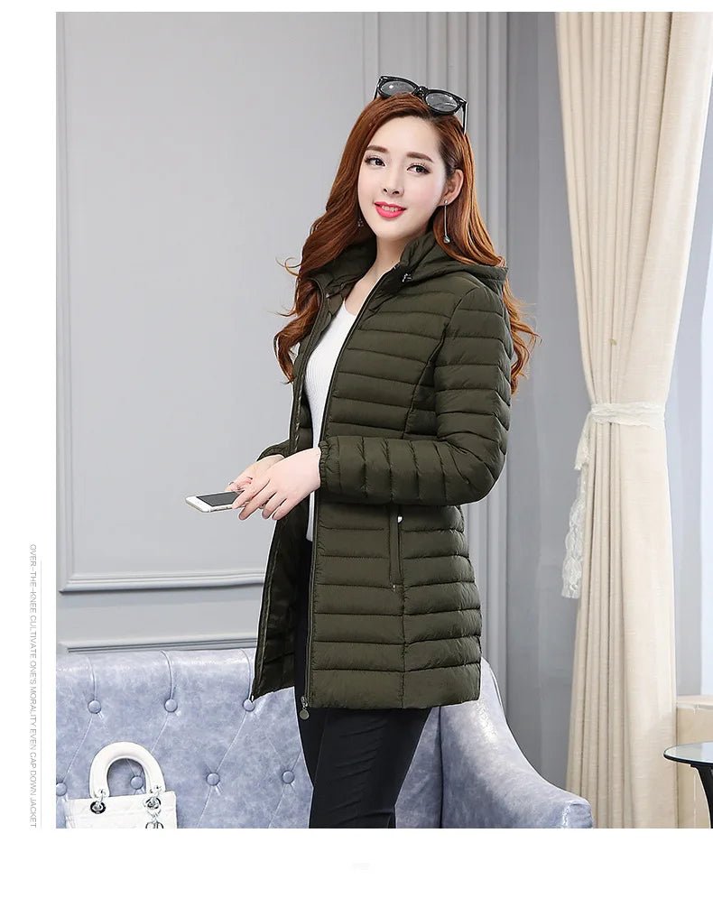 Winter Hooded Quilted Parka Coat Warm Insulated Fill Slim Fit Solid Color Everyday Outerwear - SN Wigs & More